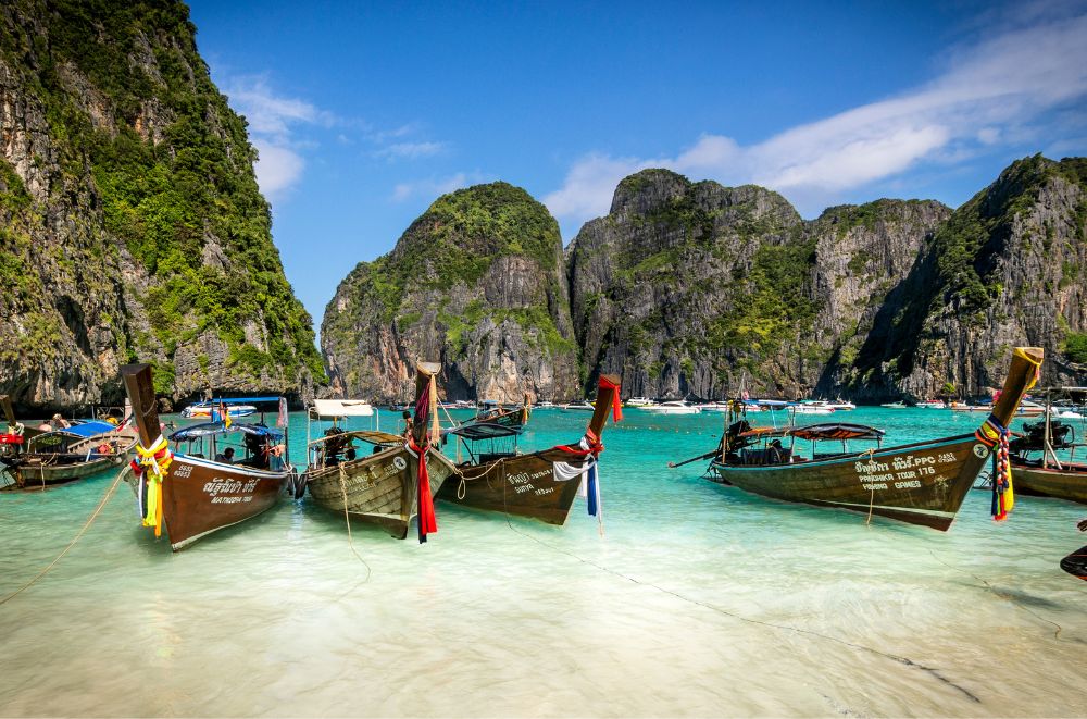 beautiful phi phi beach island in Thailand