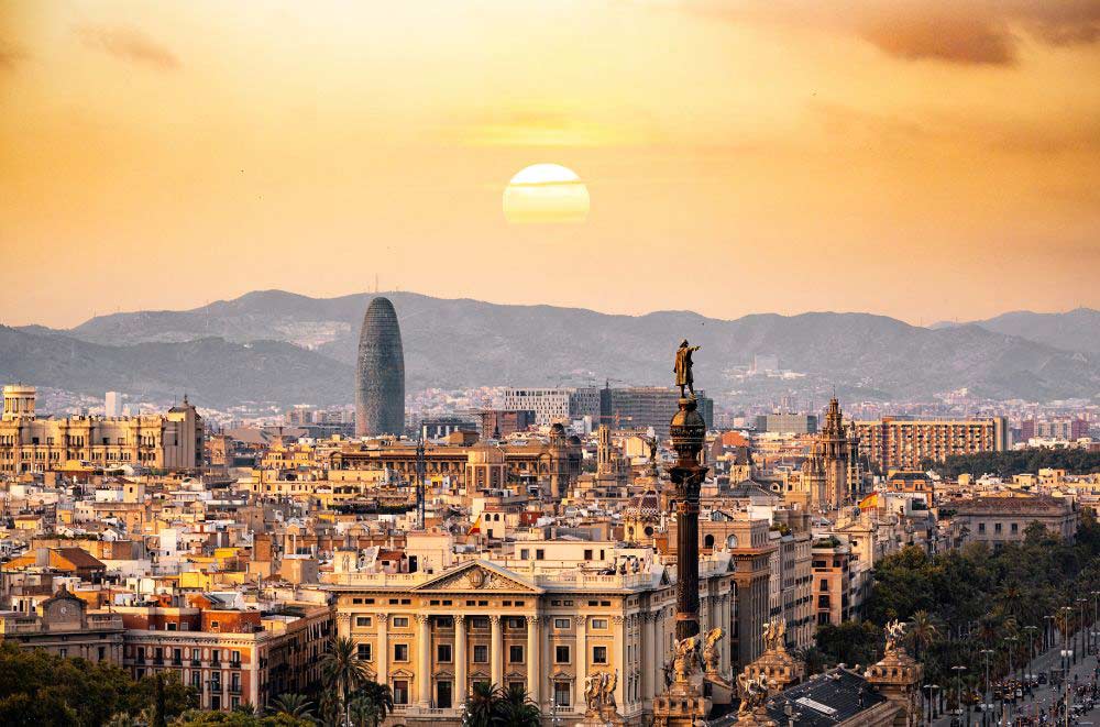 Barcelona view during the sunset